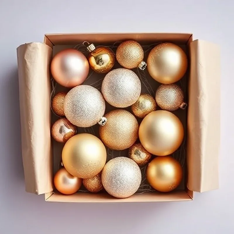 Boules de Noël pailletées assorties dans un coffret cadeau pastel et or